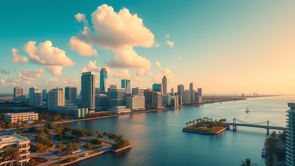 vibrant Fort Lauderdale skyline, showcasing the cityscape with waterways