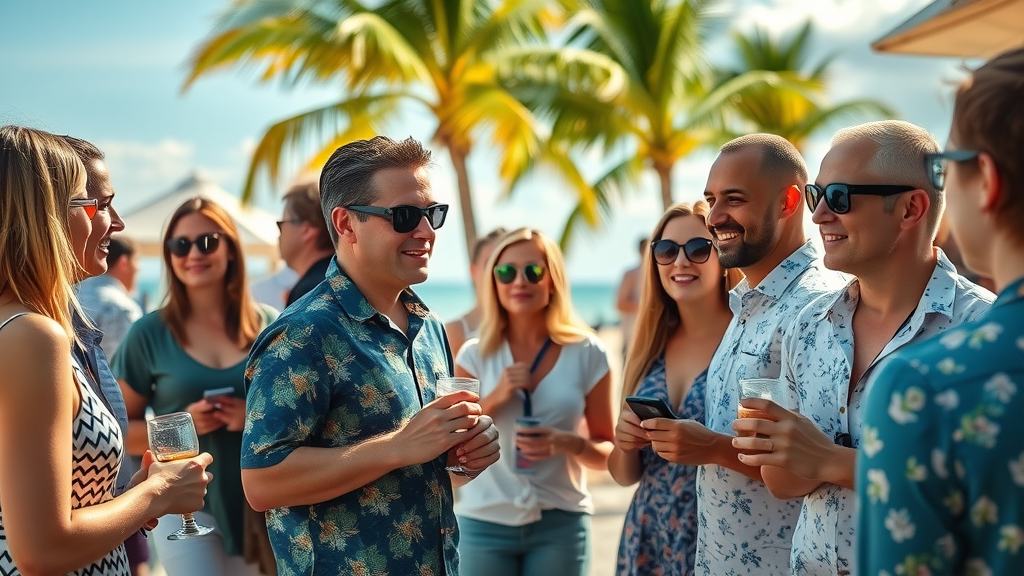 Sunny Florida, professionals networking vibrantly