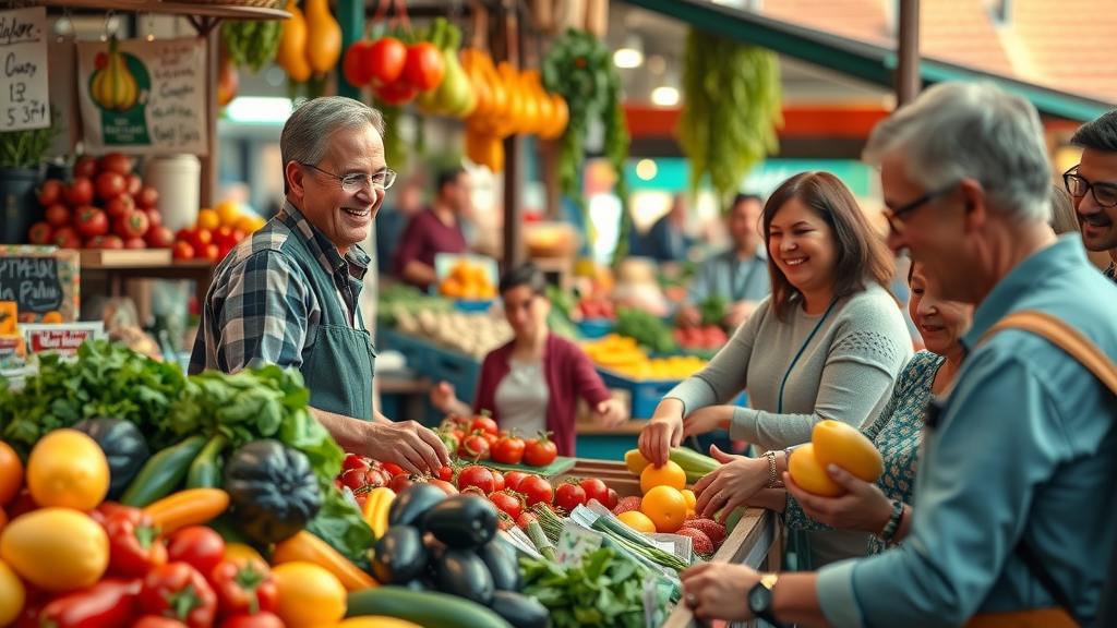 Florida farmer's market stall with fresh produce.