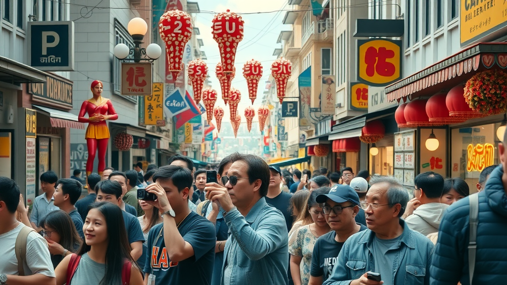 Busy International Drive street filled with attractions