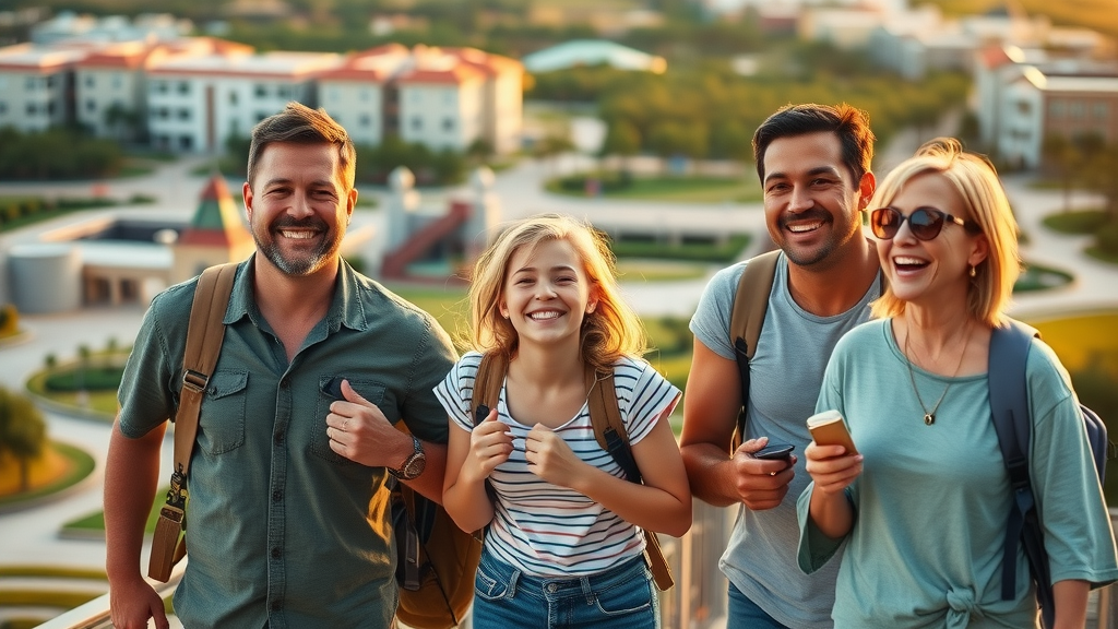 Happy family exploring Ocala, content expressions, enjoying the environment