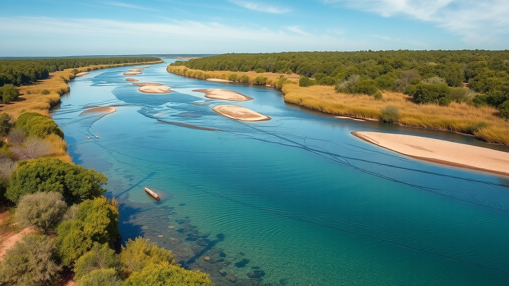 Panoramic view of Crystal River landscape with a clear river flowing