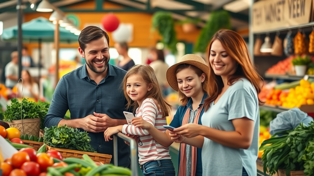 family at farmers market exploring free things in Orlando with kids