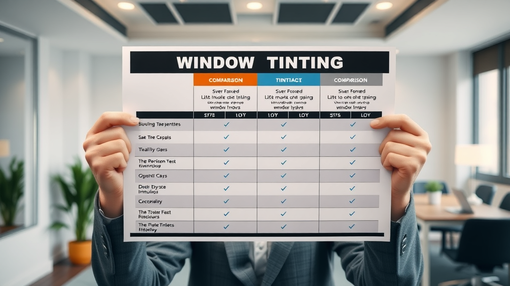 Professional comparison chart of window tinting services