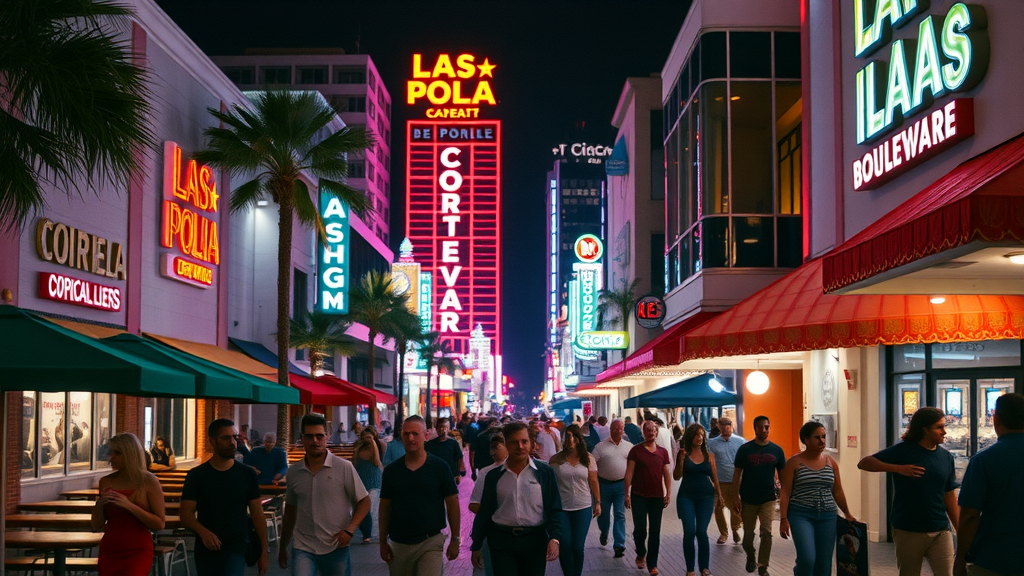 Night view of Las Olas Boulevard with dynamic nightlife scène