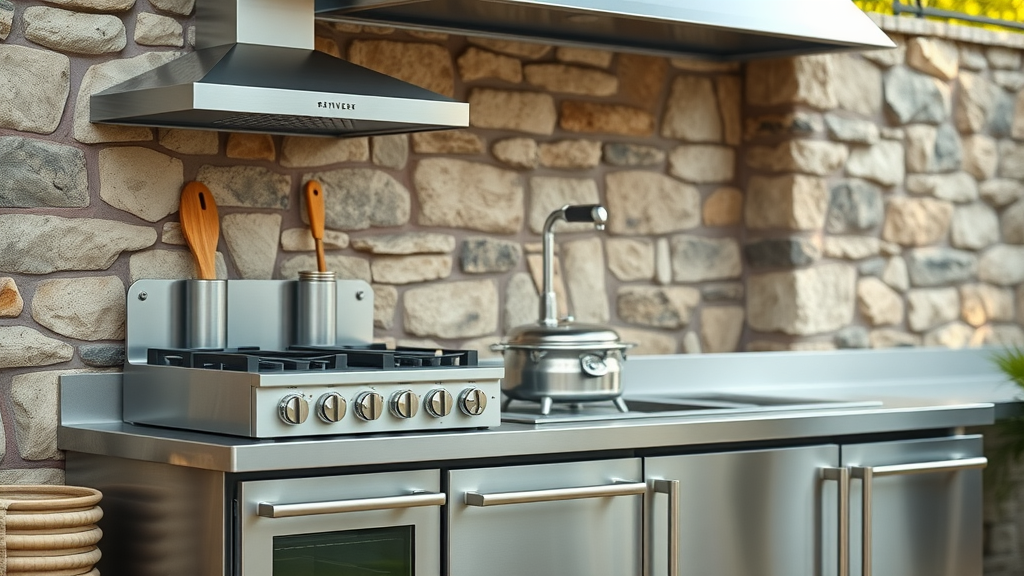 Stainless Steel Kitchen Set in Outdoor Environment