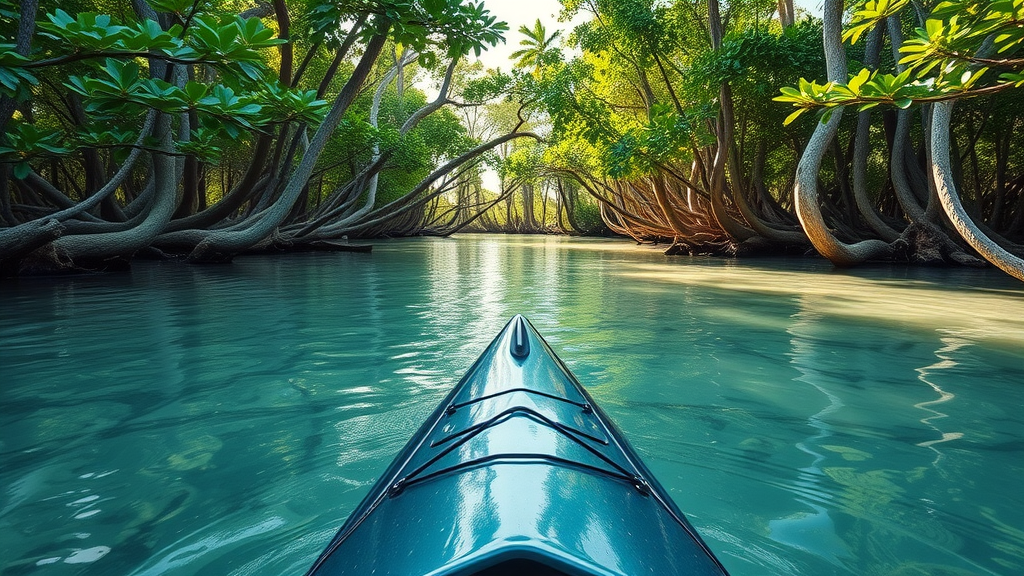Lush mangrove forest in Sanibel Island explored by kayak