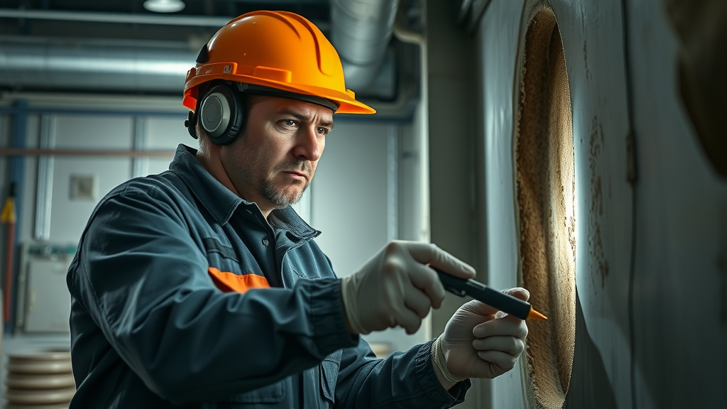 expert technician removing mold, using professional equipment