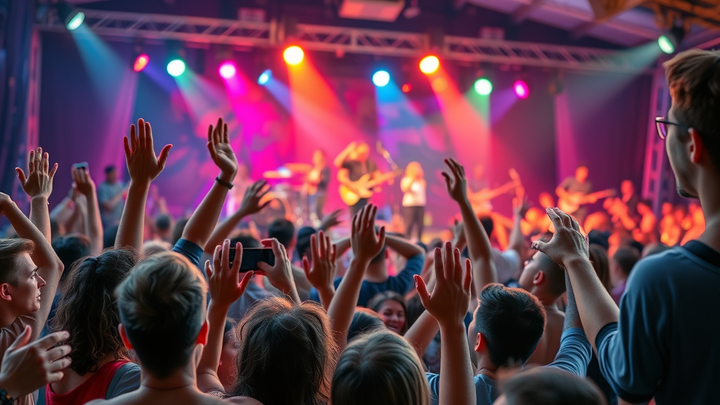 energetic live music performance with crowd enjoying local musicians in St. Augustine