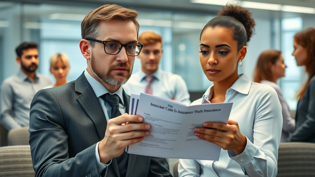 Professional office meeting comparing insurance costs