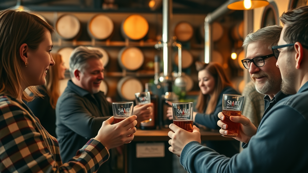 patrons tasting spirits in a cozy and rustic interior of Augustine Distillery in St. Augustine