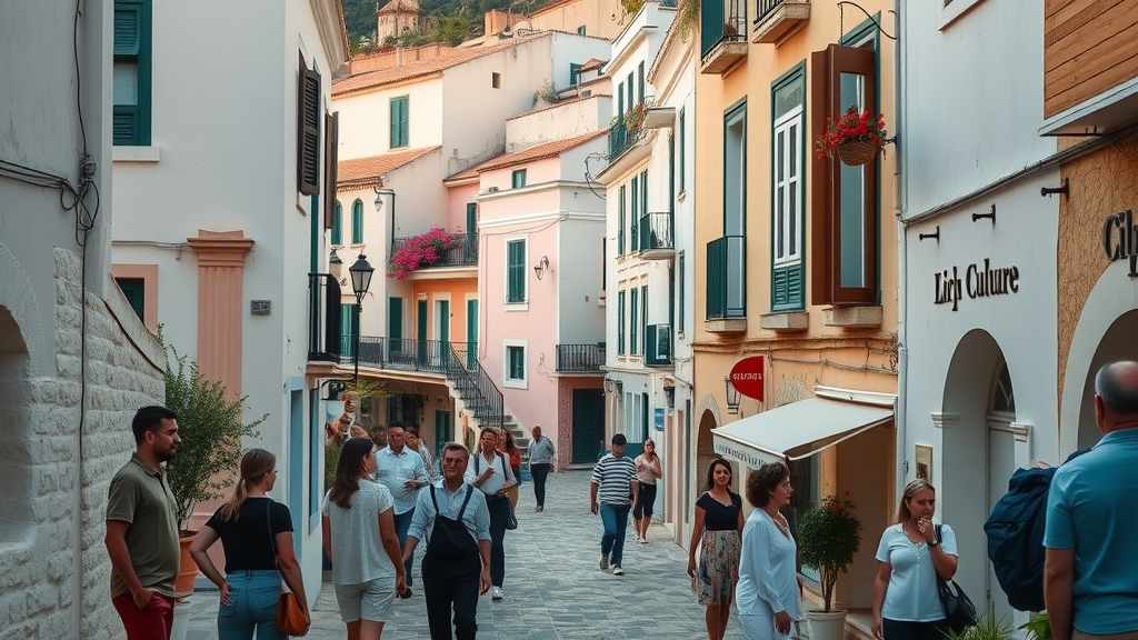 Charming coastal village with vibrant, narrow streets promoting cultural exploration