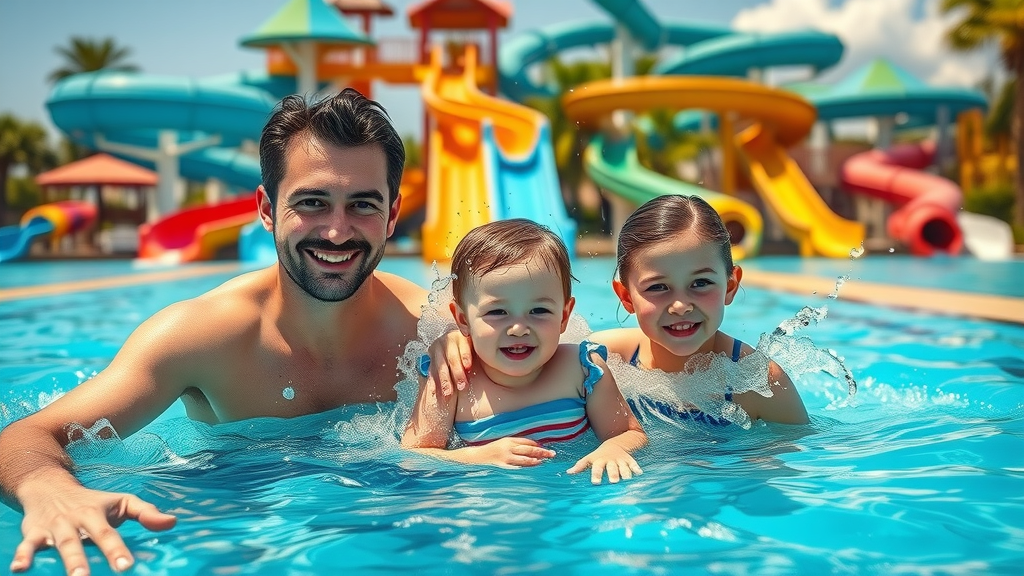 Family having fun at a water park in Florida