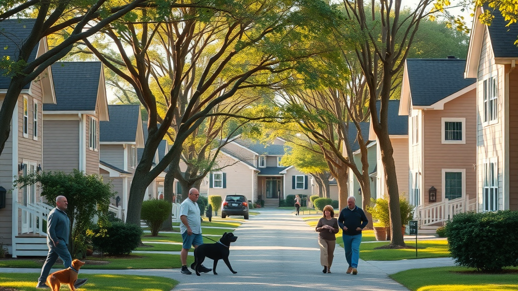 Suburban neighborhood in Brandon, reflecting diverse community life, Photorealistic High Fidelity Lifelike, tree-lined streets with houses