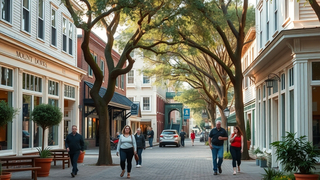 Charming Mount Dora downtown with locals