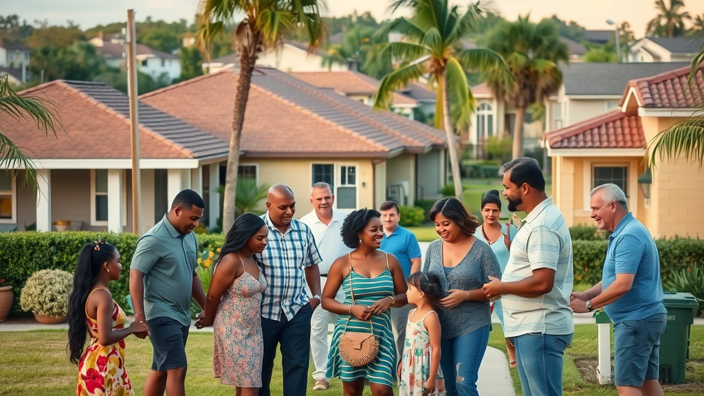 Diverse Florida neighborhood with inclusive community