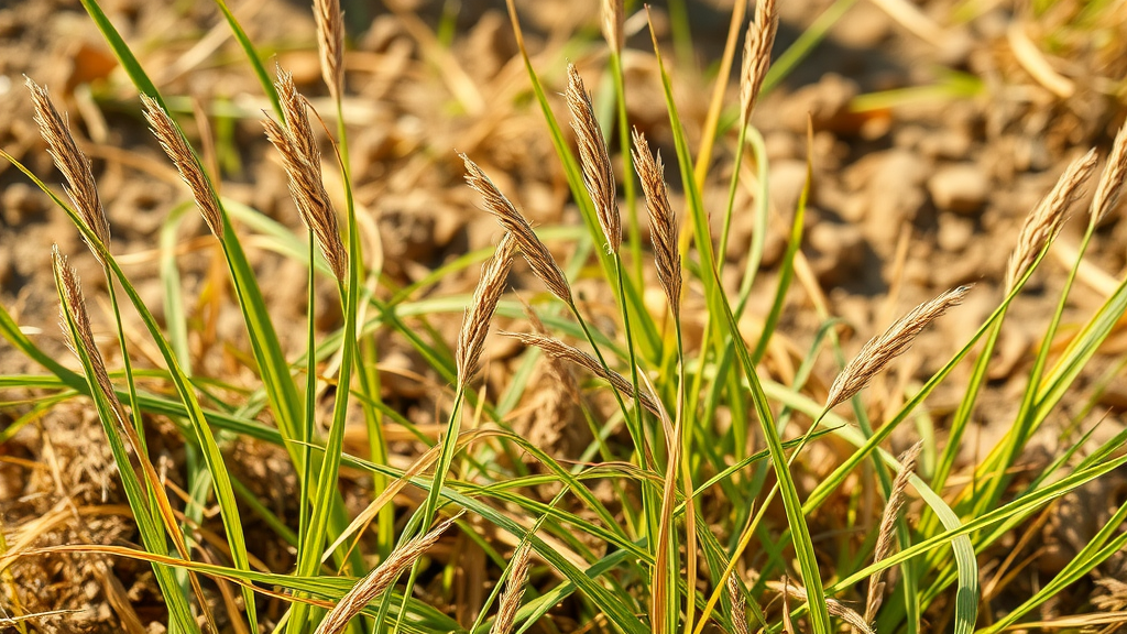 Drought-tolerant grass carefully shaded in hot weather.