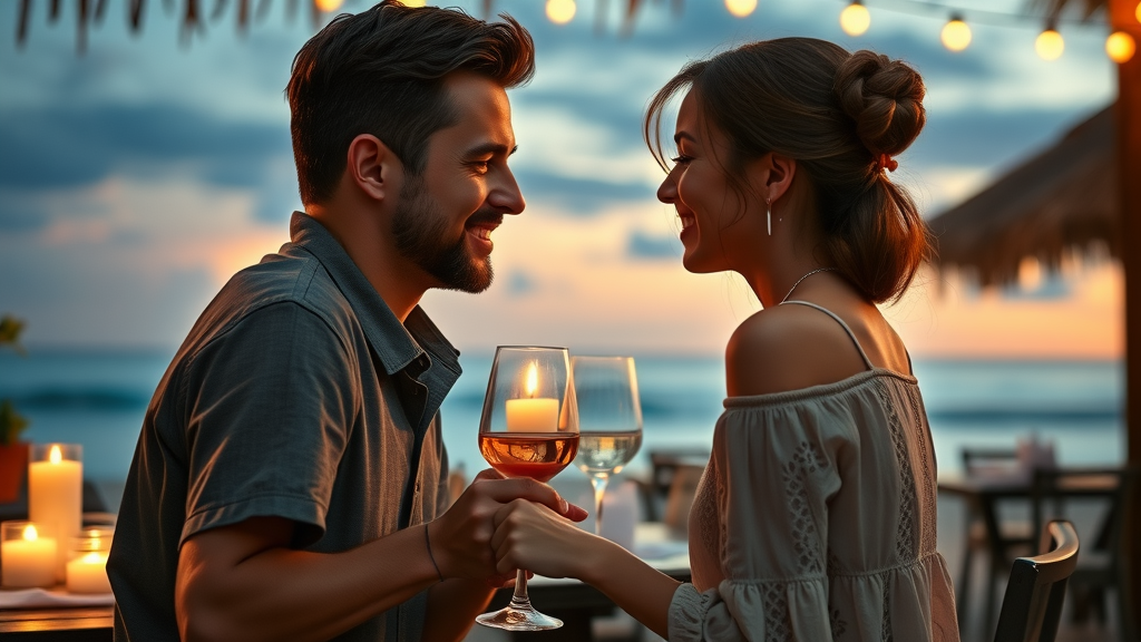 Romantic dinner for couples at a secluded beachfront restaurant in Florida
