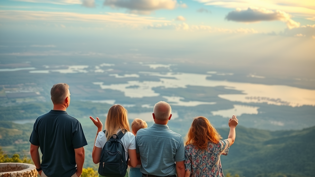 majestic view of Florida's landscape, families in awe, capturing memories
