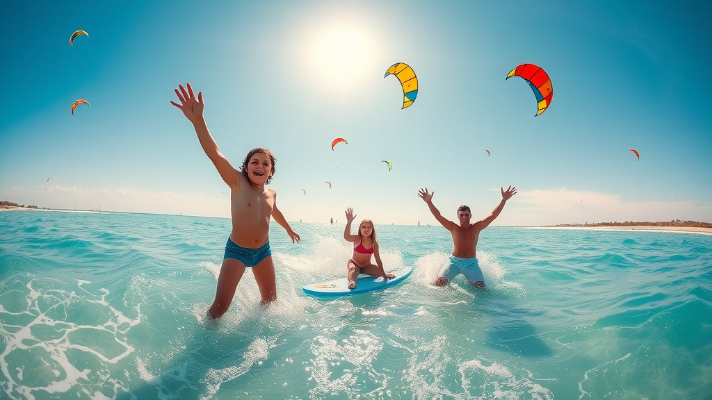 Families enjoying vibrant water sports on Florida's Gulf Coast under the sun