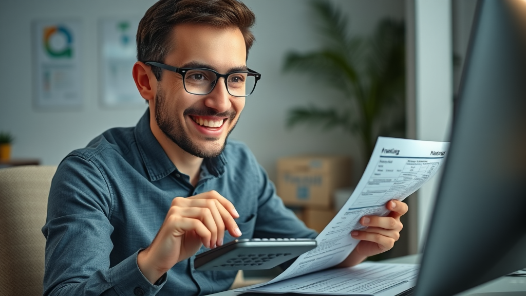 Person calculating savings on flood insurance
