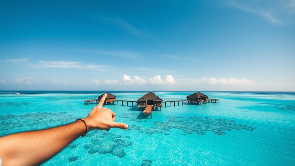 overwater bungalows, tropical paradise, crystal-clear waters