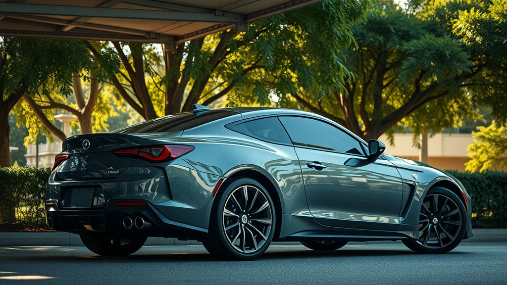 Stylish car parked safely under shade with tinted windows