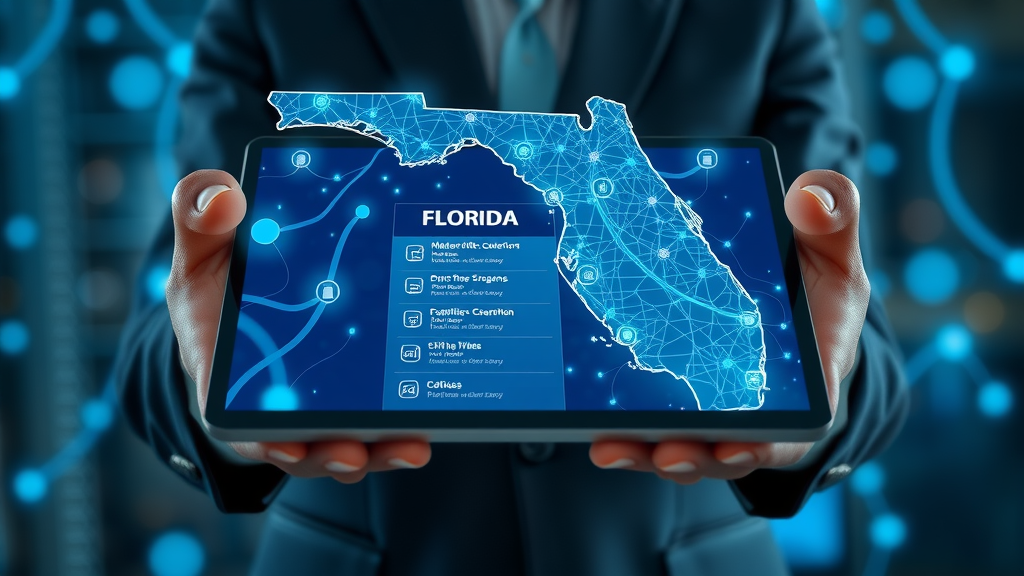 Florida map highlighting fiber internet coverage and available internet service providers