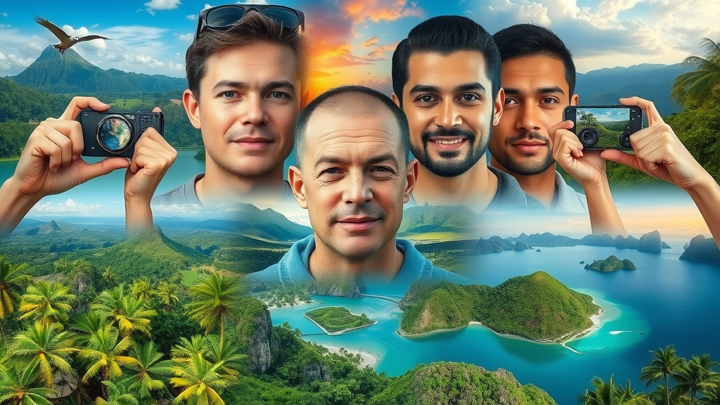 Diverse tropical landscapes showcasing various landscape types with vivid colors and natural lighting.