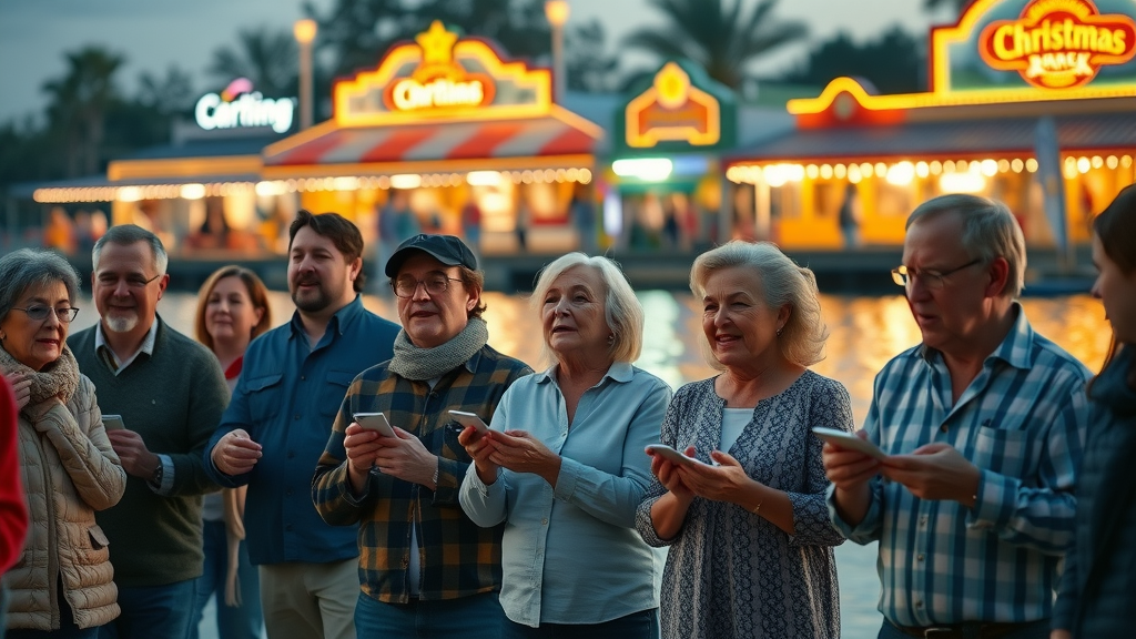 Family singalong on lakeside at Disney’s Boardwalk Night Experience in Orlando